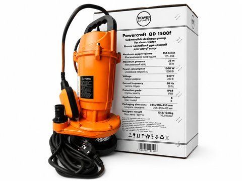 Насос занурювальний дренажний для чистої води Powercraft QD 1500f (ситко) 227426 227426 фото
